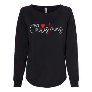 Cross Christmas Cute Xmas Pajama Christian Jesus Faith Womens California Wash Sweatshirt