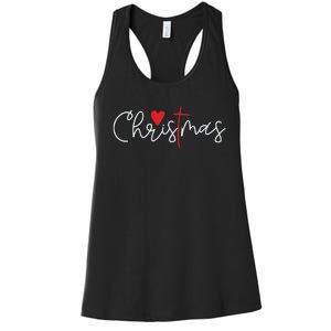 Cross Christmas Cute Xmas Pajama Christian Jesus Faith Women's Racerback Tank