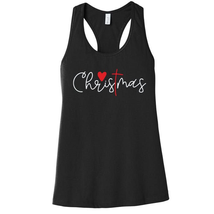 Cross Christmas Cute Xmas Pajama Christian Jesus Faith Women's Racerback Tank