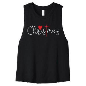 Cross Christmas Cute Xmas Pajama Christian Jesus Faith Women's Racerback Cropped Tank