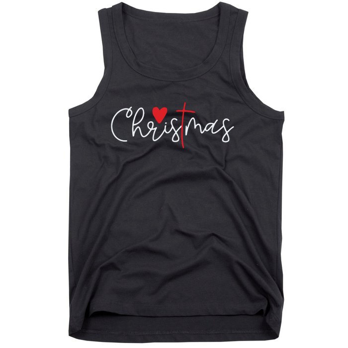 Cross Christmas Cute Xmas Pajama Christian Jesus Faith Tank Top