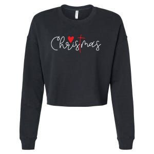 Cross Christmas Cute Xmas Pajama Christian Jesus Faith Cropped Pullover Crew