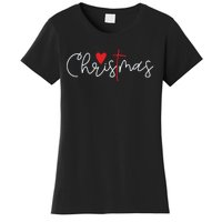 Cross Christmas Cute Xmas Pajama Christian Jesus Faith Women's T-Shirt