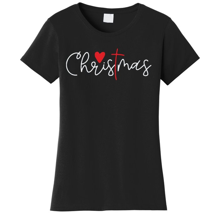 Cross Christmas Cute Xmas Pajama Christian Jesus Faith Women's T-Shirt