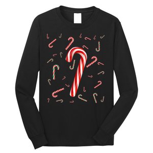 Christmas Candy Cane Santa Hat Xmas Holiday Long Sleeve Shirt