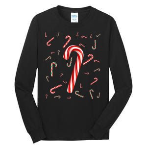 Christmas Candy Cane Santa Hat Xmas Holiday Tall Long Sleeve T-Shirt