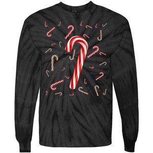 Christmas Candy Cane Santa Hat Xmas Holiday Tie-Dye Long Sleeve Shirt