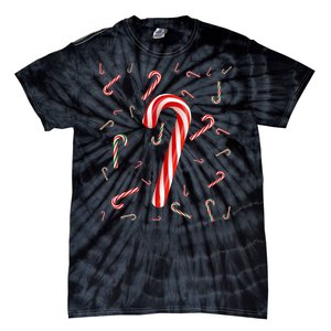 Christmas Candy Cane Santa Hat Xmas Holiday Tie-Dye T-Shirt