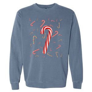 Christmas Candy Cane Santa Hat Xmas Holiday Garment-Dyed Sweatshirt