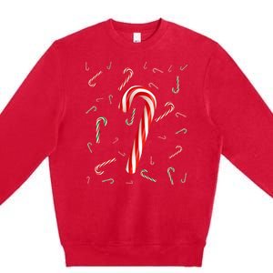 Christmas Candy Cane Santa Hat Xmas Holiday Premium Crewneck Sweatshirt