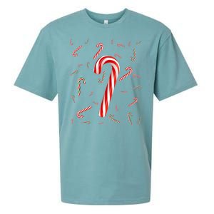 Christmas Candy Cane Santa Hat Xmas Holiday Sueded Cloud Jersey T-Shirt