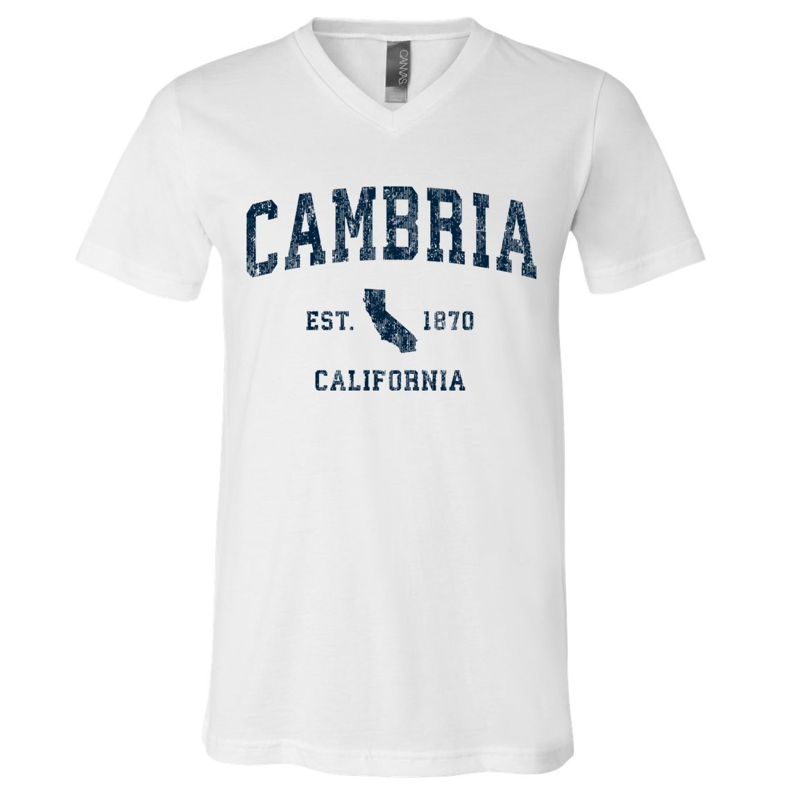 Cambria California Ca Vintage Sports V-Neck T-Shirt