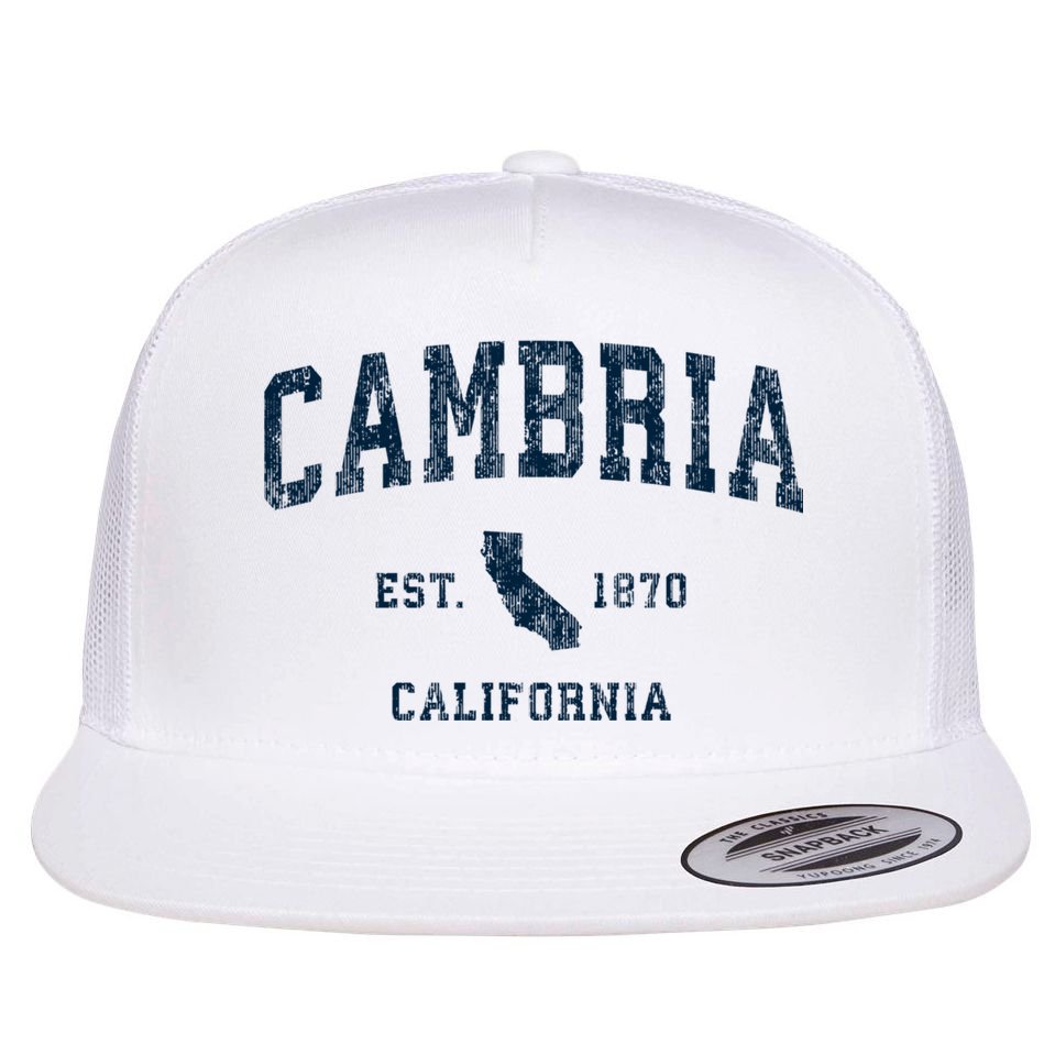 Cambria California Ca Vintage Sports Flat Bill Trucker Hat