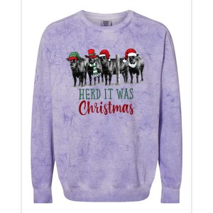 Cute Christmas Cows Herd It Was Christmas Funny Cow Shirt Colorblast Crewneck Sweatshirt