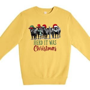 Cute Christmas Cows Herd It Was Christmas Funny Cow Shirt Premium Crewneck Sweatshirt