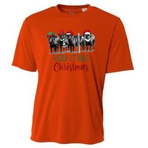 Cute Christmas Cows Herd It Was Christmas Funny Cow Shirt Cooling Performance Crew T-Shirt