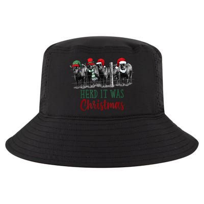 Cute Christmas Cows Herd It Was Christmas Funny Cow Shirt Cool Comfort Performance Bucket Hat