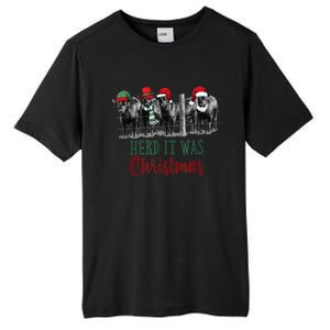 Cute Christmas Cows Herd It Was Christmas Funny Cow Shirt Tall Fusion ChromaSoft Performance T-Shirt