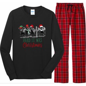 Cute Christmas Cows Herd It Was Christmas Funny Cow Shirt Long Sleeve Pajama Set