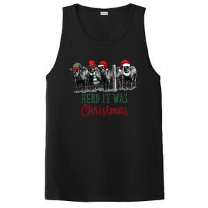 Cute Christmas Cows Herd It Was Christmas Funny Cow Shirt PosiCharge Competitor Tank