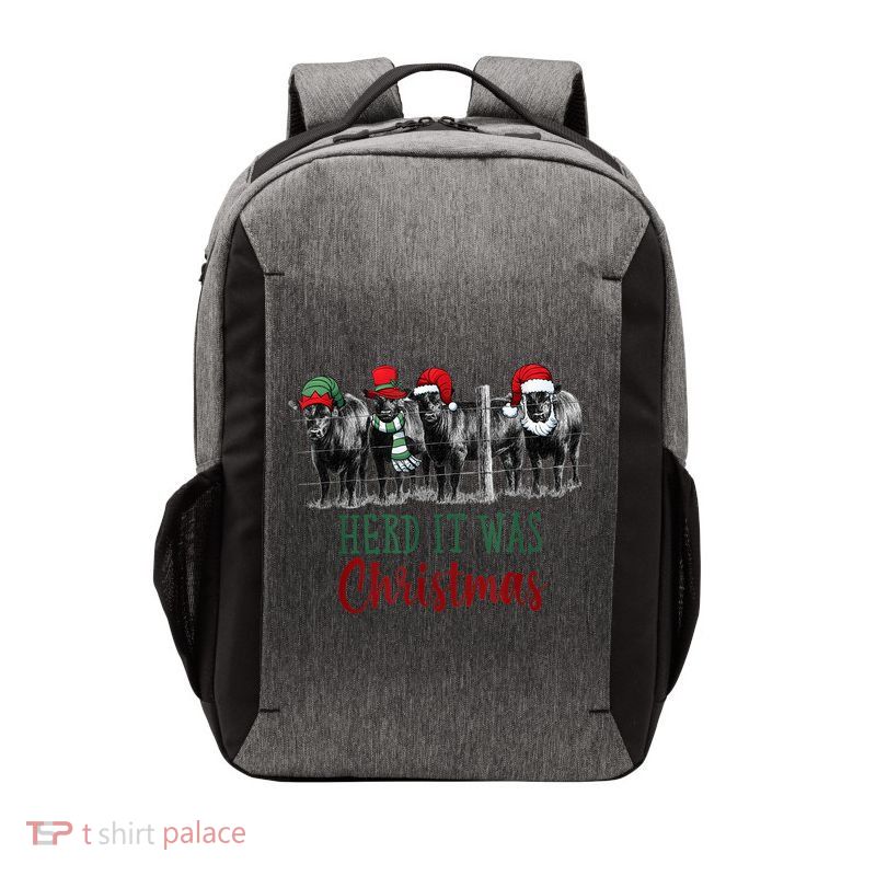 Cute Christmas Cows Herd It Was Christmas Funny Cow Shirt Vector Backpack