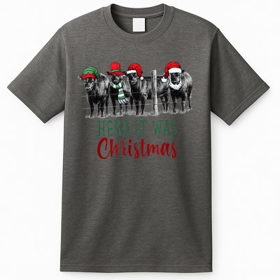 Cute Christmas Cows Herd It Was Christmas Funny Cow Shirt T-Shirt