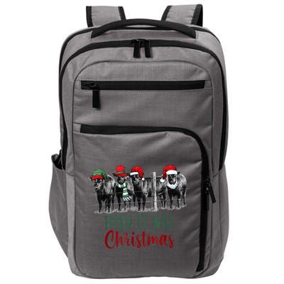 Cute Christmas Cows Herd It Was Christmas Funny Cow Shirt Impact Tech Backpack