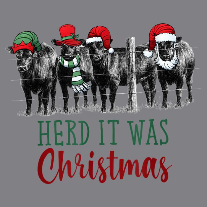 Cute Christmas Cows Herd It Was Christmas Funny Cow Shirt Women's V-Neck T-Shirt