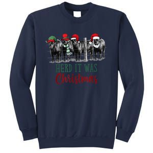 Cute Christmas Cows Herd It Was Christmas Funny Cow Shirt Sweatshirt