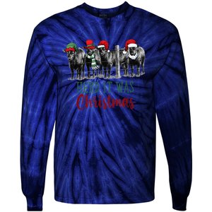 Cute Christmas Cows Herd It Was Christmas Funny Cow Shirt Tie-Dye Long Sleeve Shirt