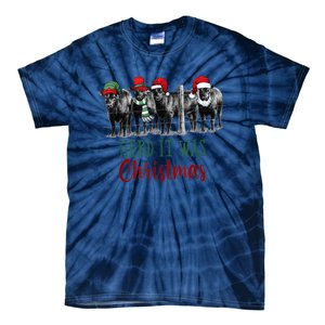 Cute Christmas Cows Herd It Was Christmas Funny Cow Shirt Tie-Dye T-Shirt