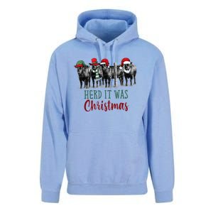 Cute Christmas Cows Herd It Was Christmas Funny Cow Shirt Unisex Surf Hoodie