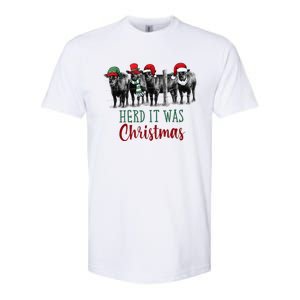 Cute Christmas Cows Herd It Was Christmas Funny Cow Shirt Softstyle CVC T-Shirt