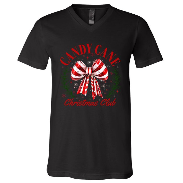 Candy Cane Christmas Club Merry Christmas V-Neck T-Shirt