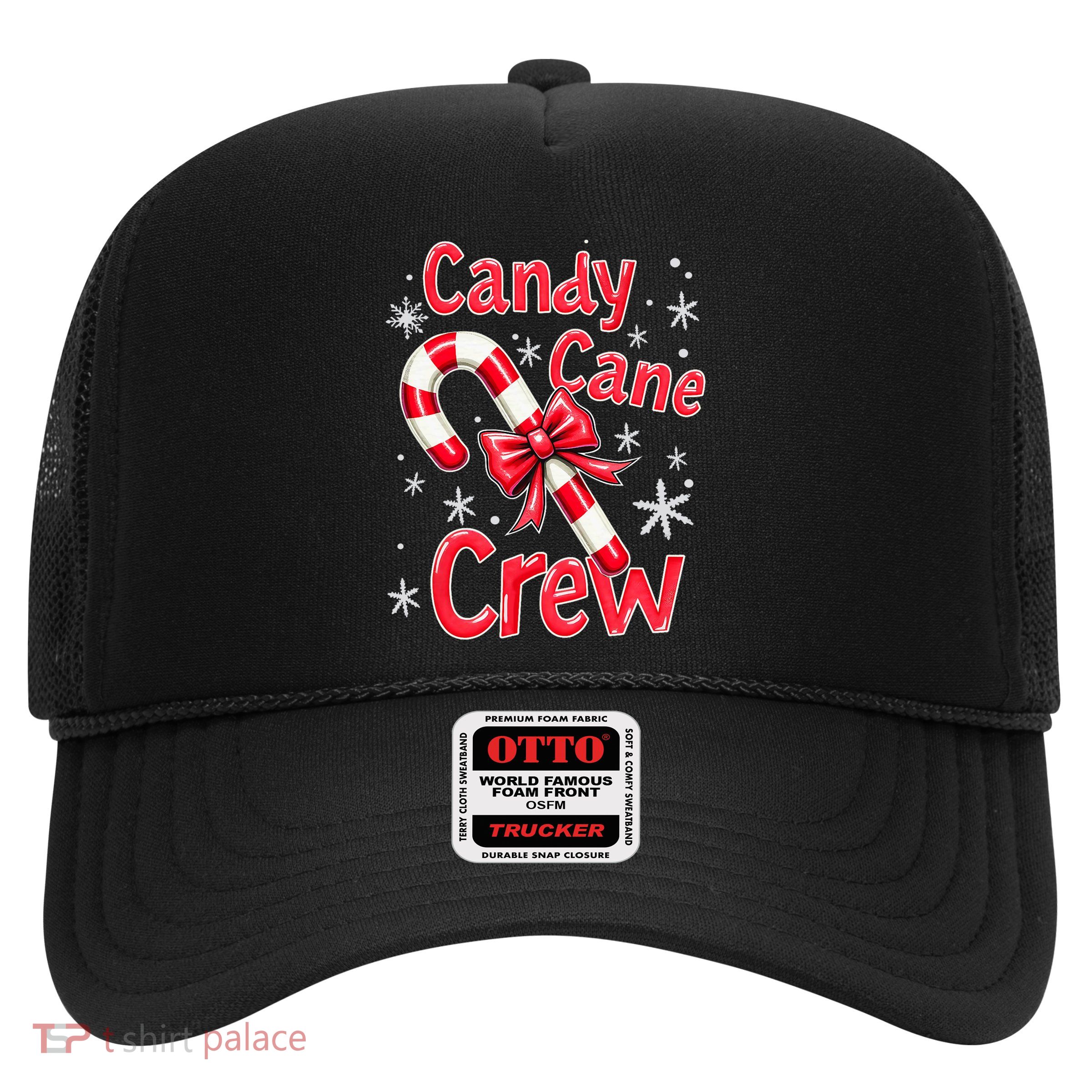 Candy Cane Crew Merry Christmas Xmas Santa Pajamas Holiday Trucker Hat