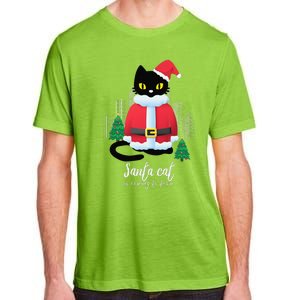 Christmas Cat Cute Humor Santa Is Coming To Town Cat Lover Adult ChromaSoft Performance T-Shirt