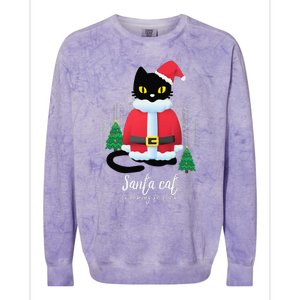 Christmas Cat Cute Humor Santa Is Coming To Town Cat Lover Colorblast Crewneck Sweatshirt