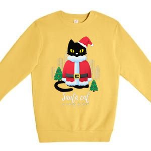 Christmas Cat Cute Humor Santa Is Coming To Town Cat Lover Premium Crewneck Sweatshirt