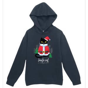 Christmas Cat Cute Humor Santa Is Coming To Town Cat Lover Urban Pullover Hoodie