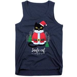 Christmas Cat Cute Humor Santa Is Coming To Town Cat Lover Tank Top