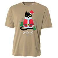 Christmas Cat Cute Humor Santa Is Coming To Town Cat Lover Cooling Performance Crew T-Shirt