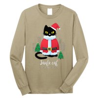 Christmas Cat Cute Humor Santa Is Coming To Town Cat Lover Long Sleeve Shirt