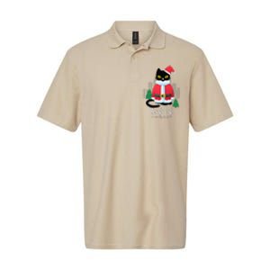 Christmas Cat Cute Humor Santa Is Coming To Town Cat Lover Softstyle Adult Sport Polo