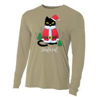 Christmas Cat Cute Humor Santa Is Coming To Town Cat Lover Cooling Performance Long Sleeve Crew