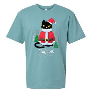 Christmas Cat Cute Humor Santa Is Coming To Town Cat Lover Sueded Cloud Jersey T-Shirt