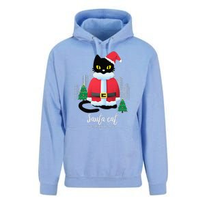 Christmas Cat Cute Humor Santa Is Coming To Town Cat Lover Unisex Surf Hoodie