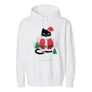 Christmas Cat Cute Humor Santa Is Coming To Town Cat Lover Garment-Dyed Fleece Hoodie