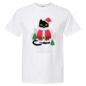 Christmas Cat Cute Humor Santa Is Coming To Town Cat Lover Garment-Dyed Heavyweight T-Shirt