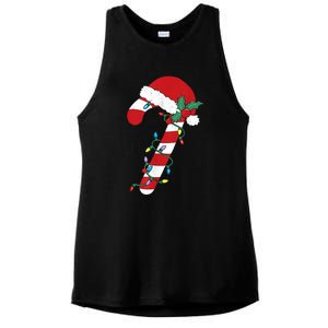 Cute Christmas Candy Cane Santa Hat Xmas Gift Ladies PosiCharge Tri-Blend Wicking Tank