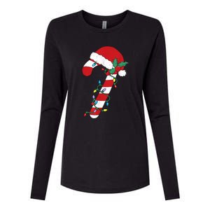 Cute Christmas Candy Cane Santa Hat Xmas Gift Womens Cotton Relaxed Long Sleeve T-Shirt